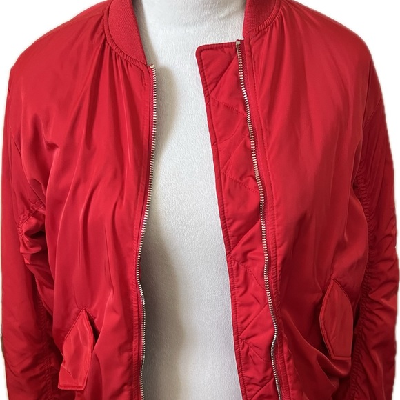 H&M Cherry red Bomber Jacket. Size 4. Perfect condition! Retailed for $59. - Picture 2 of 6